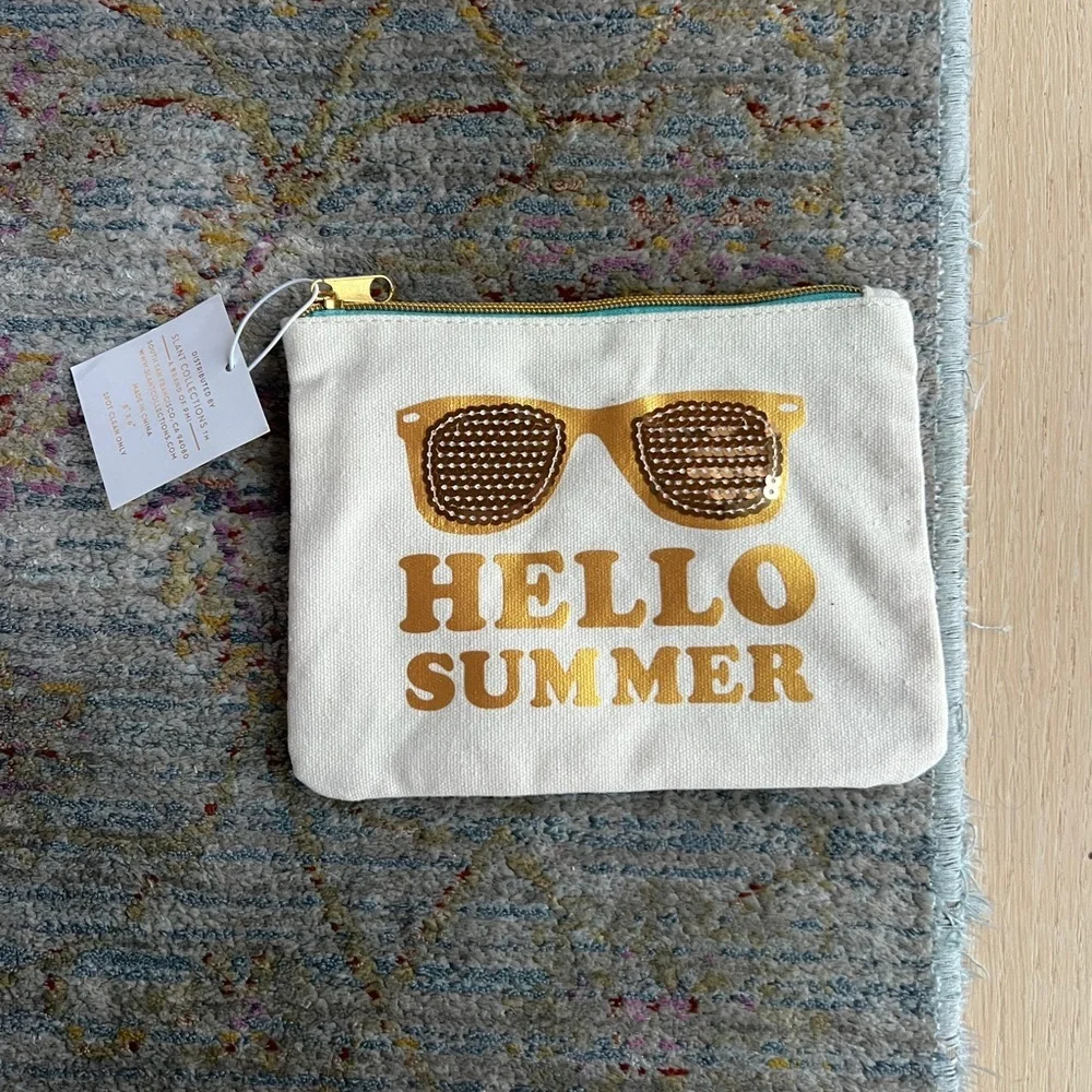 PMI Hello Summer Cosmetic Bag Sequin Accent NWT
